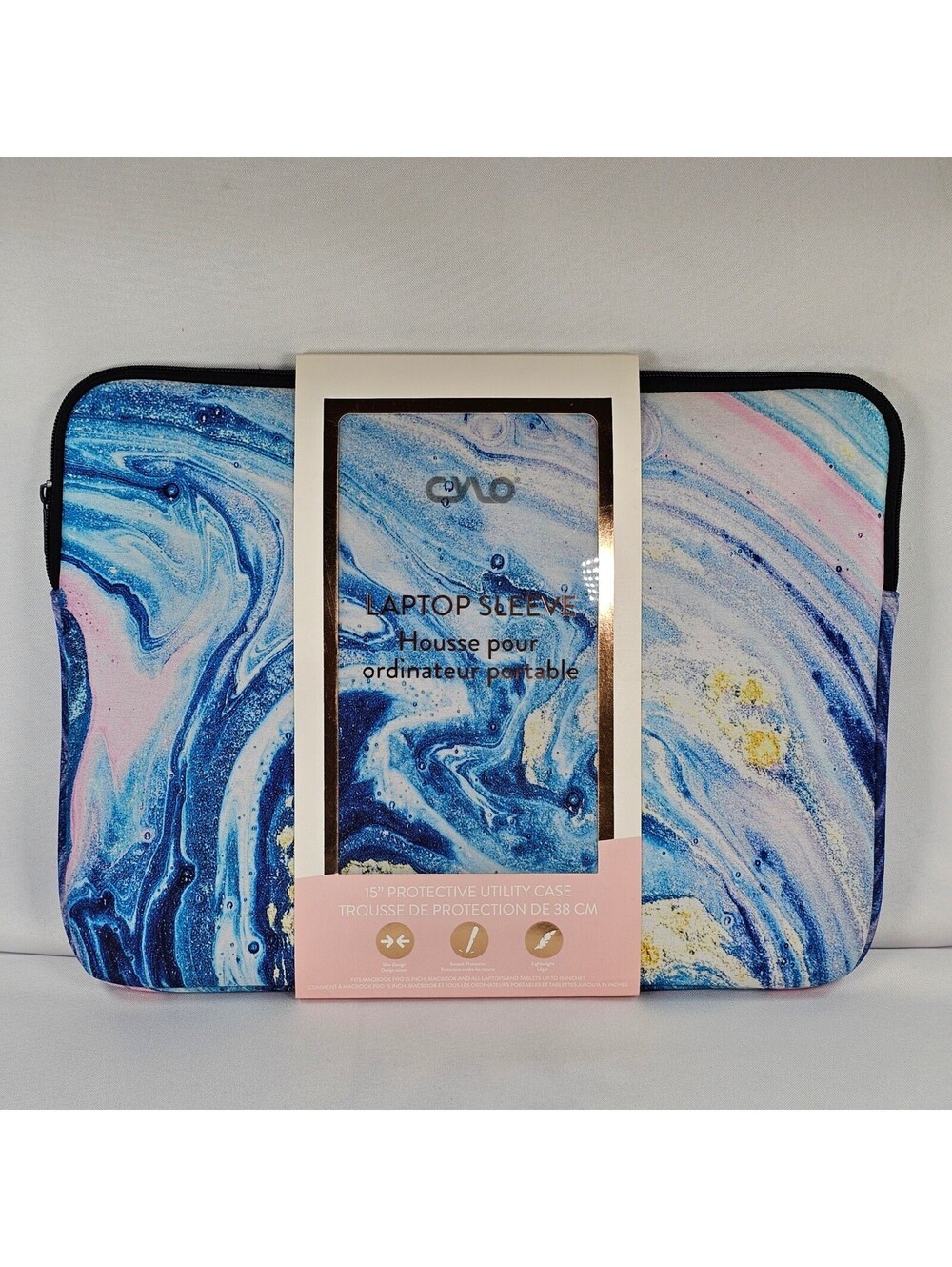 CYLO 15 Inch Laptop Sleeve Blue Pink Marble Slim Protective Utility Case CV-3810